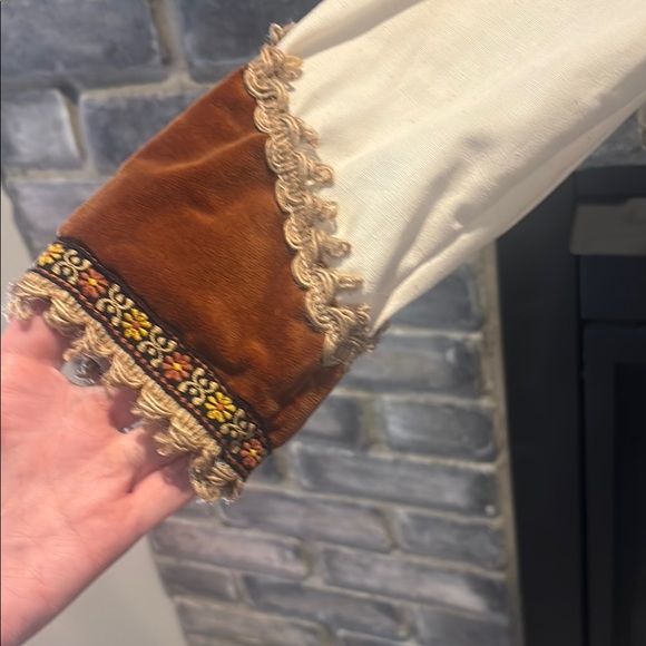 Gunne Sax Long Sleeve Dress with Brown and Cream Design - Picture 3 of 5